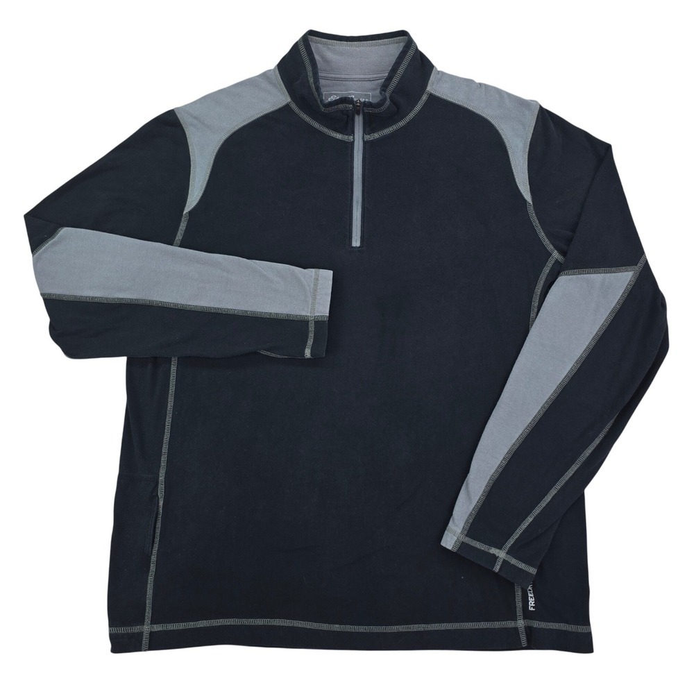 Eddie Bauer Travex FreeDry Pullover Mens L Black Grey Quarter Zip Athletic Hike
